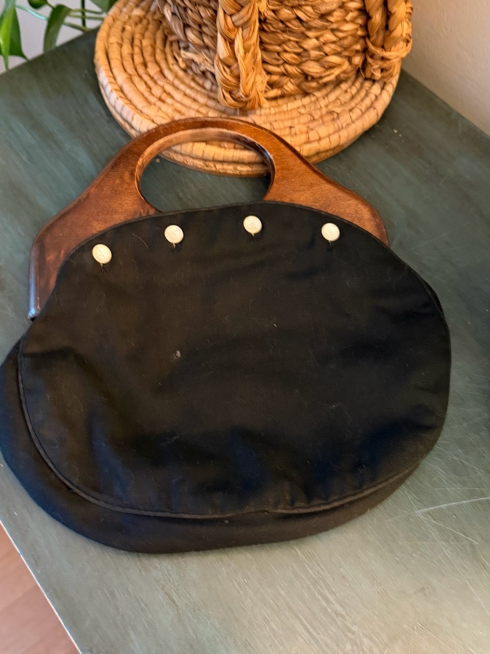 Vintage Black Woven black canvas Bermuda Bag - Picture 4 of 9
